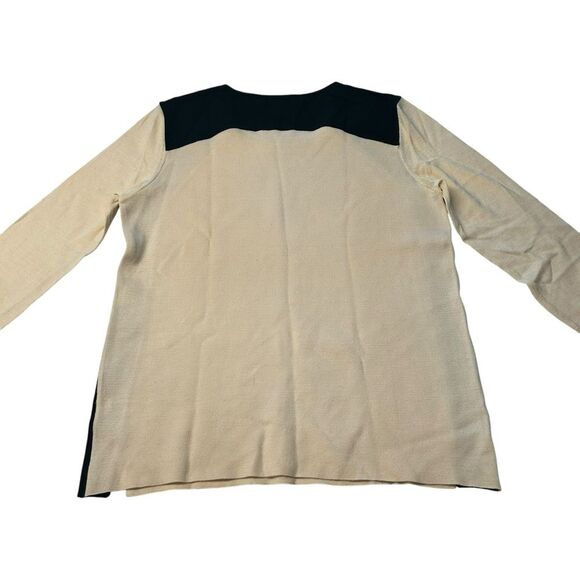 Club Monaco Sz M Lightweight Colorblock Sweater Cream Black Wool Nautical Preppy - Picture 4 of 7